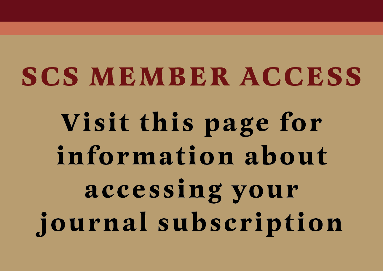 SCSC Member Access: Visit this page for information about accessing your journal subscription.